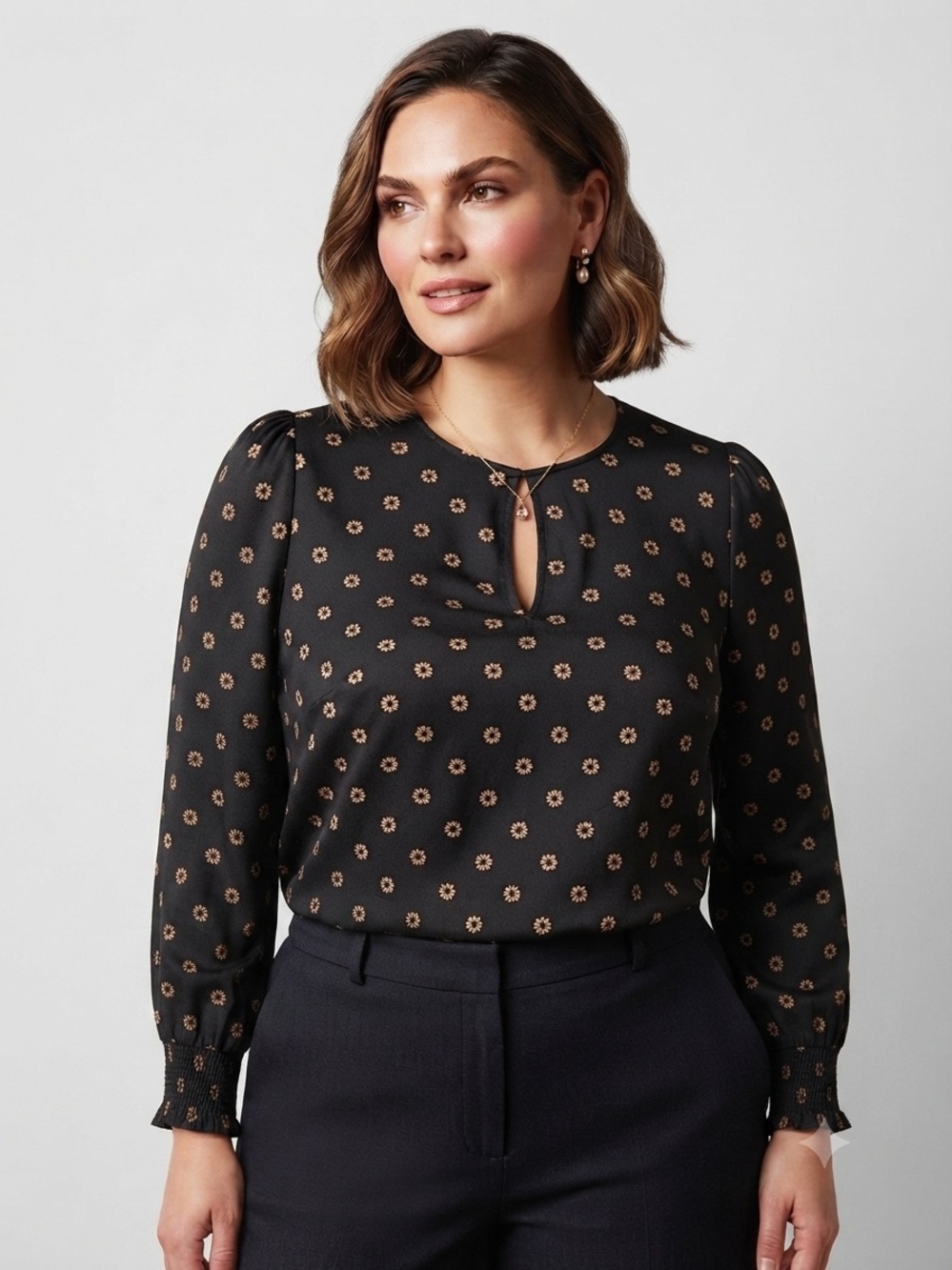Ted Baker Satin Black Daisy Nostalgic Blouse Sz- L Whimsigoth Regencycore  EUC